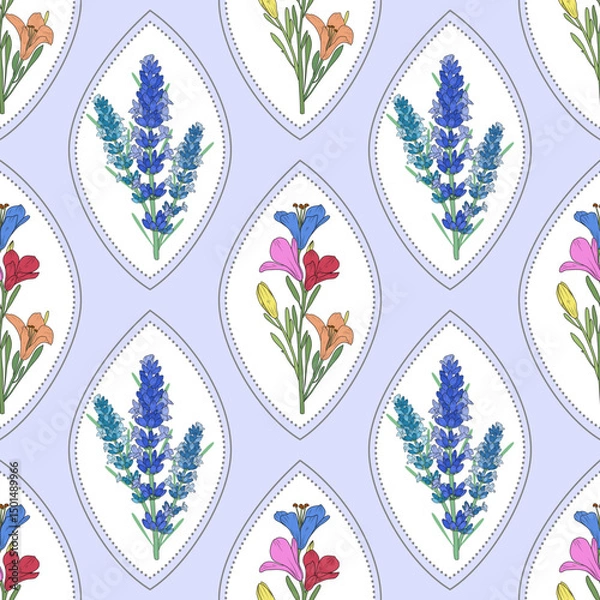 Fototapeta Floral pattern design, pastel background