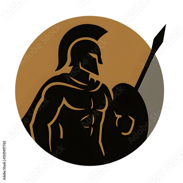 Fototapeta Powerful Spartan Warrior Silhouette Logo Design Greek Mythology Graphic Strong Soldier