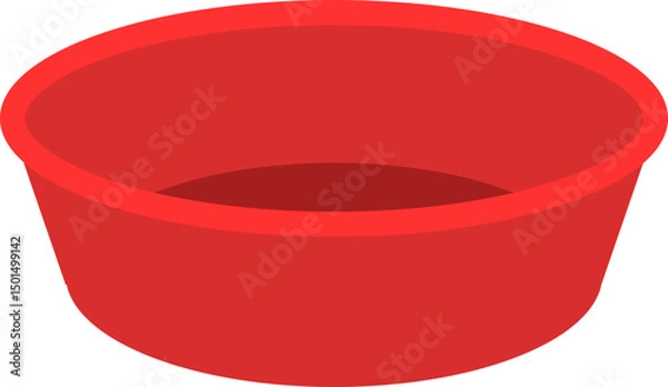 Obraz Empty red plastic washbasin flat stock vector illustration.
Red water container isolated.
Large red basin.
Transparent background.