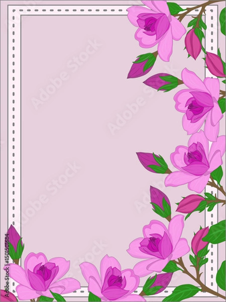 Fototapeta Floral frame design with pink flowers