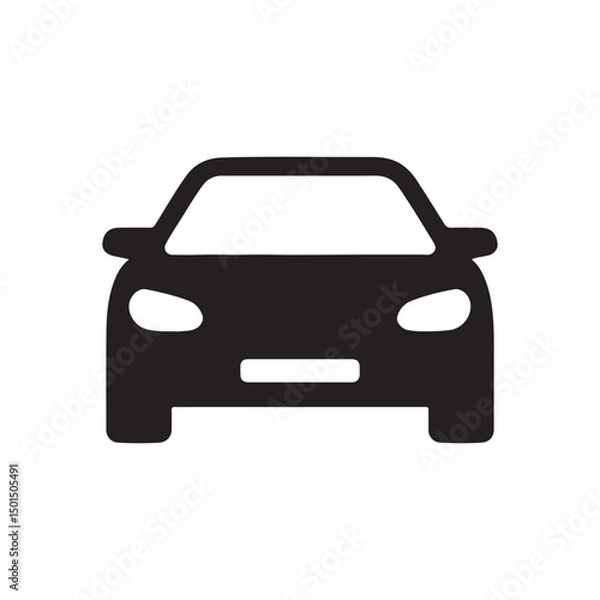 Fototapeta Car Silhouette Vector Icon on White Background, Minimalist Automotive Symbol