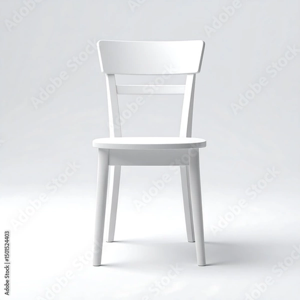 Fototapeta Simple Modern White Chair on a Light Background Ideal for Minimalist Interior Design Projects