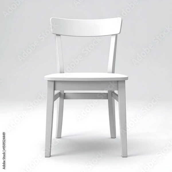 Fototapeta Simple Minimalist Wooden Chair in Bright White Color with Elegant Design for Modern Interiors