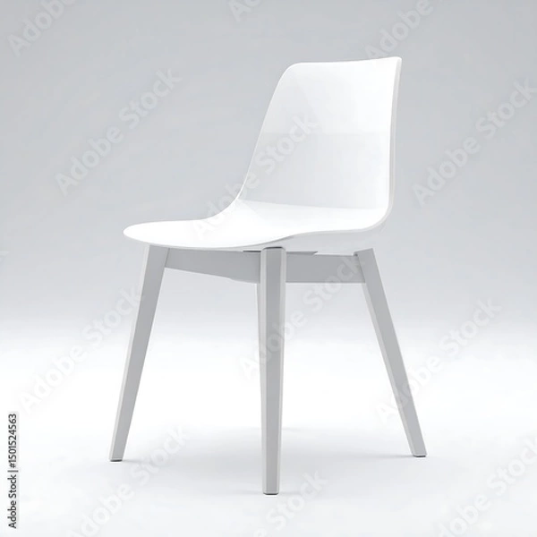 Fototapeta Modern Minimalist White Chair with Sleek Design on Gray Background for Contemporary Interiors