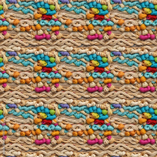 Fototapeta Colorful Yarns and Threads Seamless Pattern
