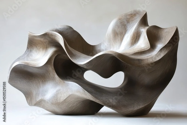 Obraz Abstract Wooden Sculpture Fluid Form Design