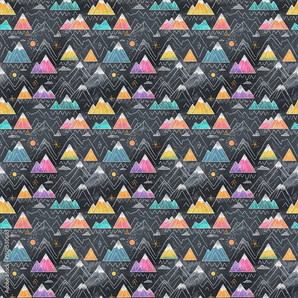Fototapeta Seamless tileable pattern of colorful chalk mountains texture
