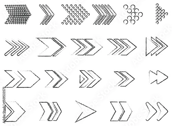 Fototapeta Collection hand drawn arrows. Set simple arrows isolated on white background. Arrow mark icons. Arrow paint - stock vector
