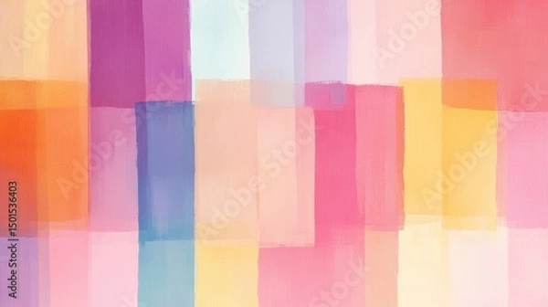 Obraz Abstract painting featuring overlapping translucent rectangles in a pastel palette