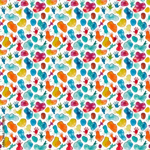 Fototapeta Colorful abstract irregular shapes seamless tileable pattern
