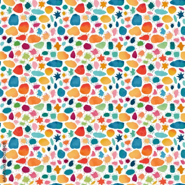Fototapeta Colorful abstract irregular shapes seamless tileable pattern

