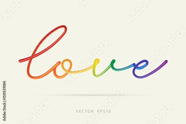 Fototapeta Love in Rainbow Colors Calligraphy