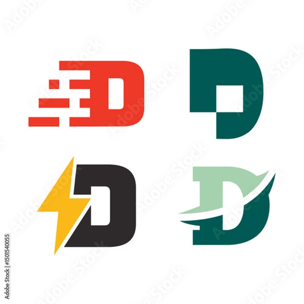 Fototapeta Set of Letter D logo design. Initial D Abstract symbol Collection.