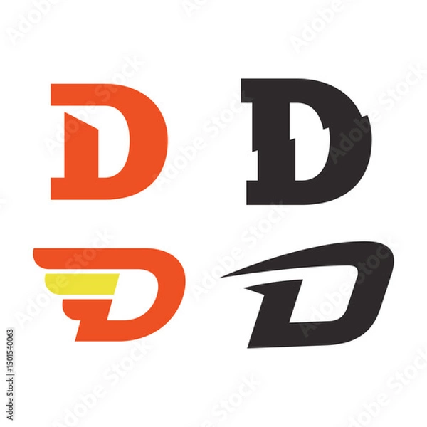 Fototapeta Set of Letter D logo design. Initial D Abstract symbol Collection.