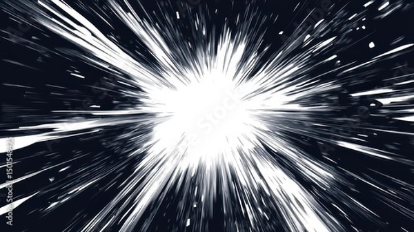 Obraz White light explodes outward in starburst pattern on dark background