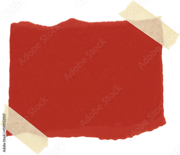 Fototapeta Red Torn Paper Note with Masking Tape