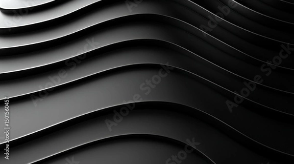 Fototapeta Abstract dark gray undulating layered surface