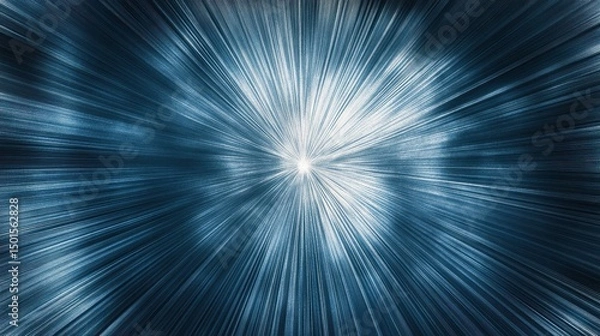 Obraz Light streaks emanate from a central point in blue hues
