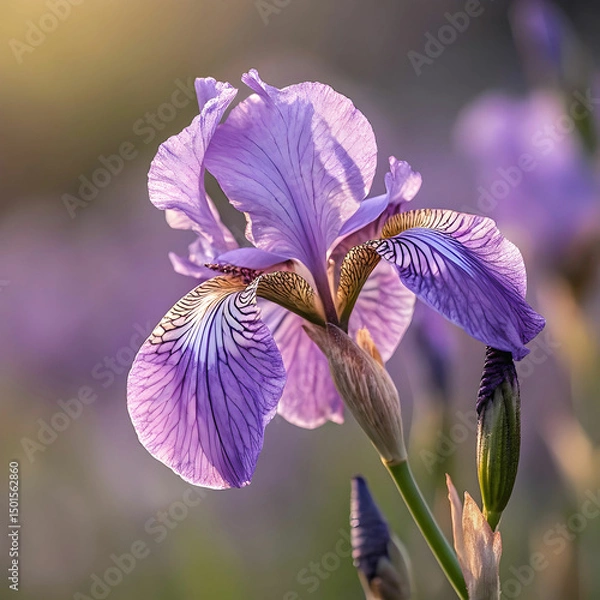 Obraz a vibrant purple iris flower with delicate ruffled