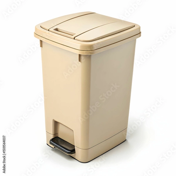 Obraz beige plastic waste bin isolated on white