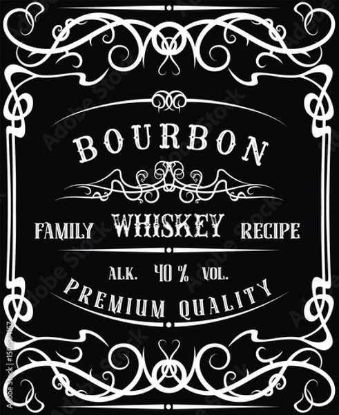 Fototapeta vector image of vintage bourbon bottle label