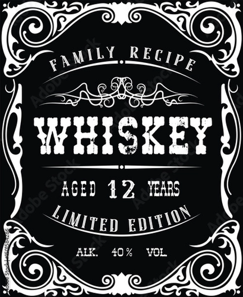 Fototapeta vector image of vintage whiskey bottle label