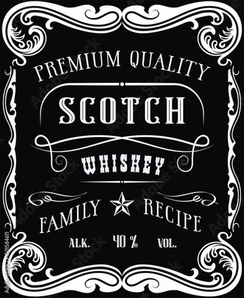 Fototapeta vector image of vintage scotch bottle label