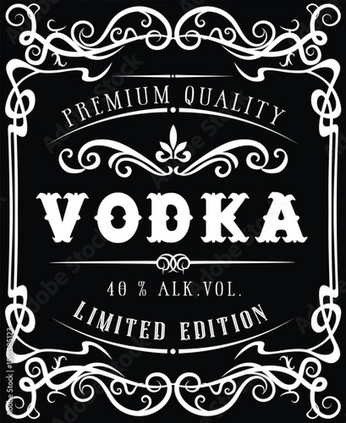 Fototapeta vector image of vintage vodka bottle label