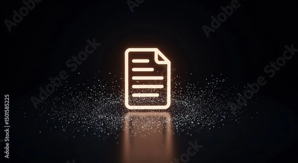 Obraz Glowing Orange Document Icon on Dark Background