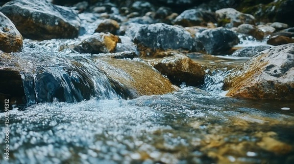 Obraz Serene Mountain Stream Flowing Over Rocks