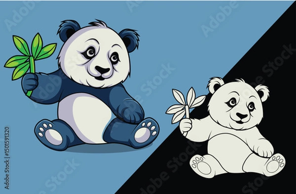Fototapeta Cartoon Panda Vector Ilustration 