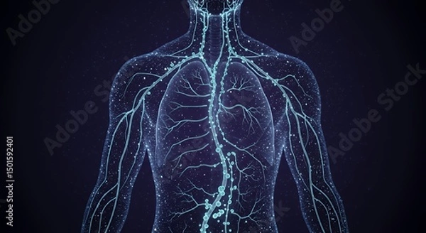 Fototapeta Human Lymphatic System: A Microscopic View of the Body's Defense Network