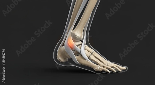 Fototapeta 3D Rendering of Human Ankle with highlighted Inflammation