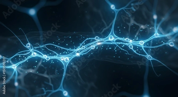 Fototapeta Neural Network:  A microscopic view of the intricate connections within the human brain, showcasing the complex network of neurons.