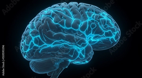 Fototapeta Human Brain Anatomy: Neurological System, 3D Render