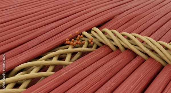 Fototapeta Microscopic Muscle Fiber Structure: An Intricate 3D Rendering of Muscle Tissue