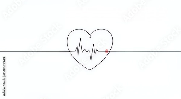 Fototapeta Heartbeat Line Art: A Minimalist Heartbeat Design