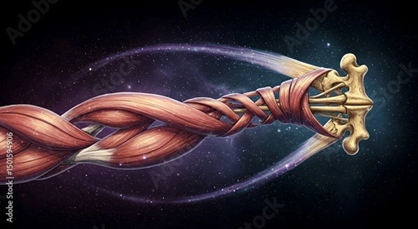 Fototapeta Cosmic Anatomy: A Mystical Intertwining of Muscles and Bones in the Vast Expanse of Space