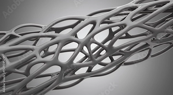 Fototapeta Abstract Gray 3D Render: Intricate Network Structure