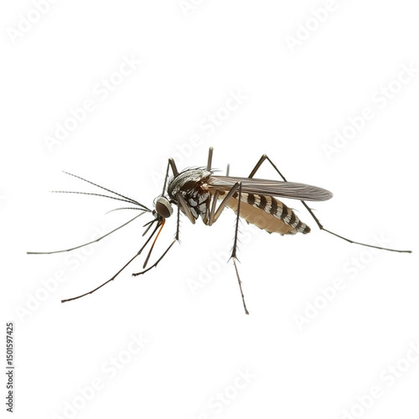 Fototapeta A mosquito isolated on a transparent background, ideal for scientific visuals, pest control materials, educational content, and medical awareness campaigns