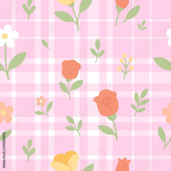 Fototapeta Simple floral seamless ethnic flower pattern for accessories and wrapping paper and clothes print and kids fabrics notebooks.