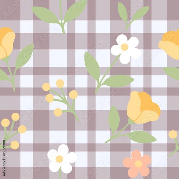Fototapeta Simple floral seamless ethnic flower pattern for accessories and wrapping paper and clothes print and kids fabrics notebooks.