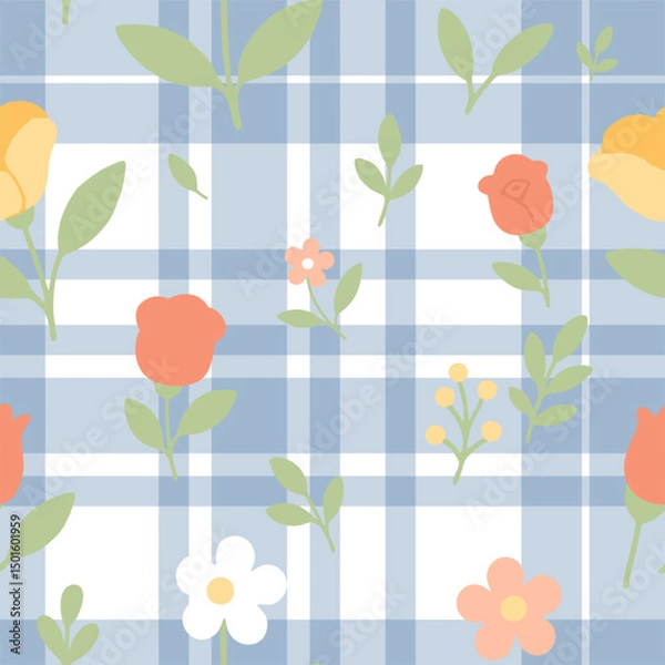 Fototapeta Simple floral seamless ethnic flower pattern for accessories and wrapping paper and clothes print and kids fabrics notebooks.