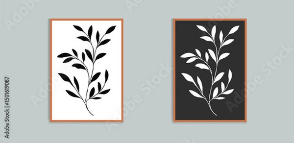 Fototapeta Minimalist Botanical Art Set for Modern Interior Design