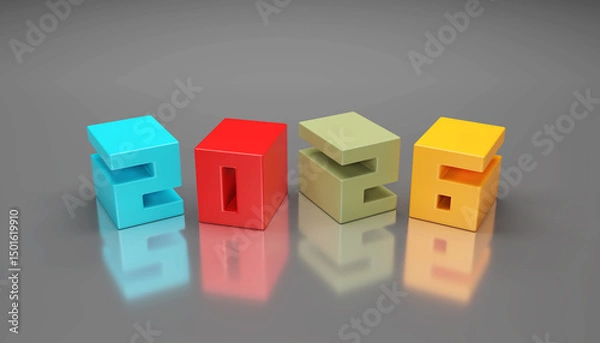 Obraz New Year 2026 Creative Design Concept - 3D Rendered mage	
