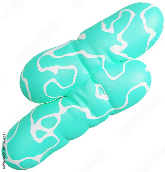 Fototapeta 3D Fun colorful inflatable abstract balloon shape. Playful creative graphic form isolated clipart. Render of geometric modern y2k illustration