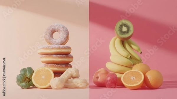 Fototapeta good vs evil in eating patterns