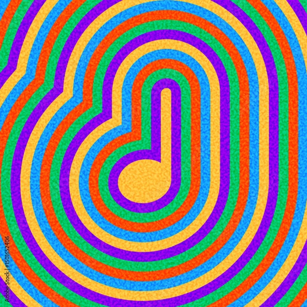 Obraz Bright music note icon with colorful concentric ripple pattern. Vector illustration.