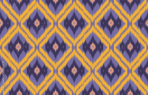 Fototapeta Ikat ethnic abstract art Seamless pattern in tribal, geometric design, motif ethnic handmade, folk embroidery and Mexican style, Aztec art prints Design for carpets, wallpaper, wraps, fabrics, clothin