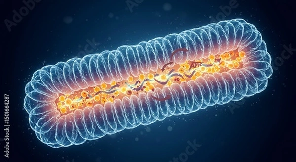 Fototapeta Microscopic Cellular Energy Production: A 3D Render of Mitochondrial ATP Synthesis